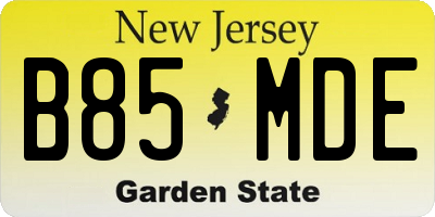 NJ license plate B85MDE