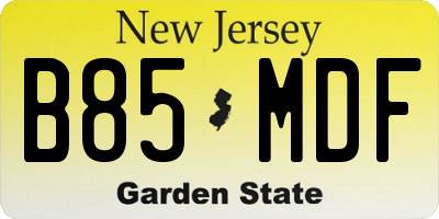NJ license plate B85MDF