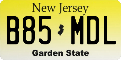 NJ license plate B85MDL