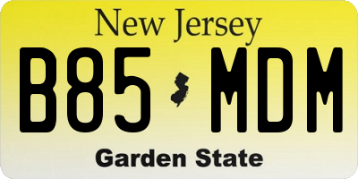 NJ license plate B85MDM