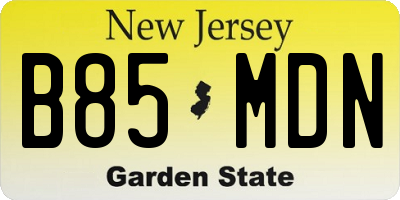 NJ license plate B85MDN