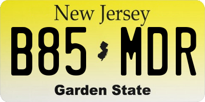 NJ license plate B85MDR