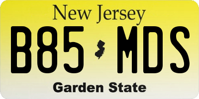 NJ license plate B85MDS