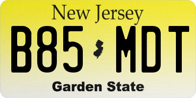 NJ license plate B85MDT