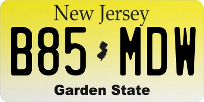 NJ license plate B85MDW