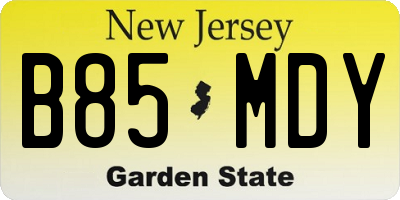 NJ license plate B85MDY