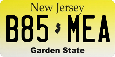 NJ license plate B85MEA