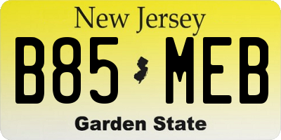 NJ license plate B85MEB