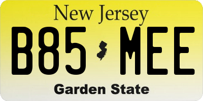 NJ license plate B85MEE