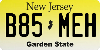 NJ license plate B85MEH