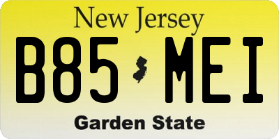 NJ license plate B85MEI