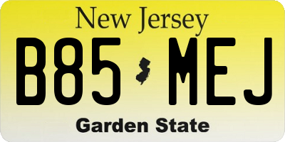 NJ license plate B85MEJ