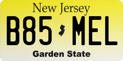 NJ license plate B85MEL