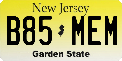 NJ license plate B85MEM