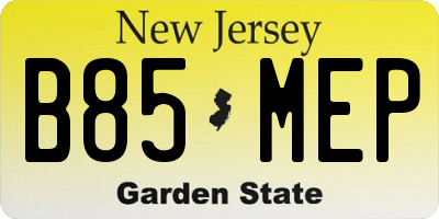 NJ license plate B85MEP