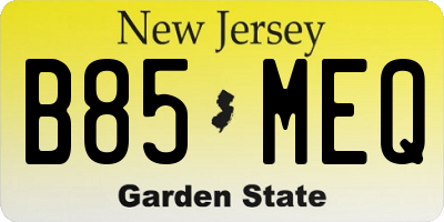 NJ license plate B85MEQ