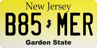 NJ license plate B85MER