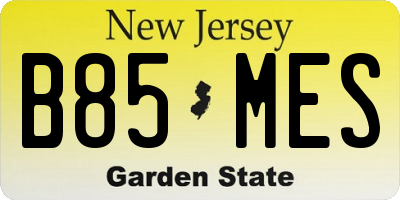 NJ license plate B85MES