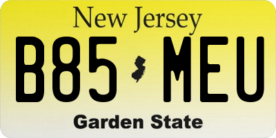 NJ license plate B85MEU