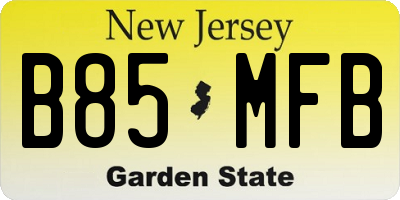 NJ license plate B85MFB