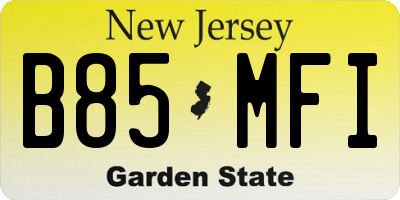 NJ license plate B85MFI