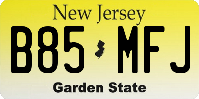 NJ license plate B85MFJ