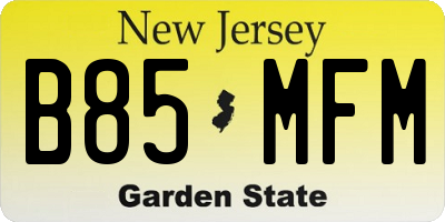NJ license plate B85MFM