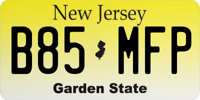 NJ license plate B85MFP