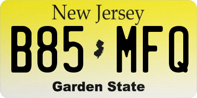 NJ license plate B85MFQ