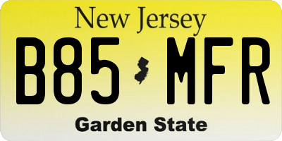 NJ license plate B85MFR
