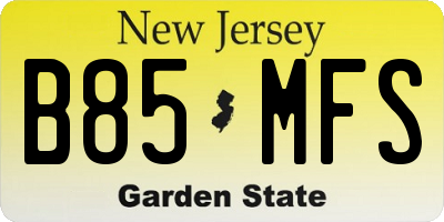 NJ license plate B85MFS