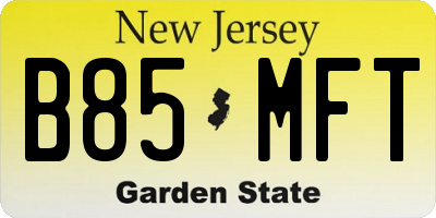 NJ license plate B85MFT