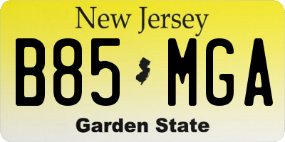 NJ license plate B85MGA