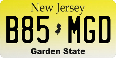NJ license plate B85MGD