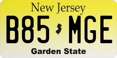 NJ license plate B85MGE