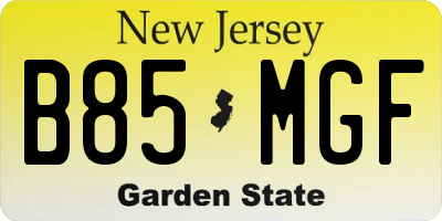 NJ license plate B85MGF
