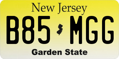 NJ license plate B85MGG