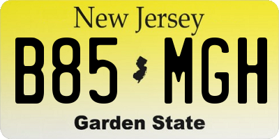 NJ license plate B85MGH