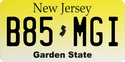 NJ license plate B85MGI