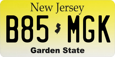 NJ license plate B85MGK