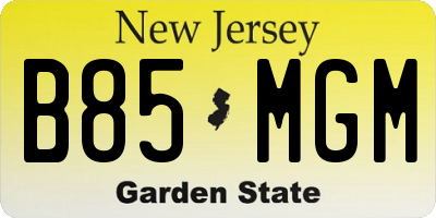 NJ license plate B85MGM