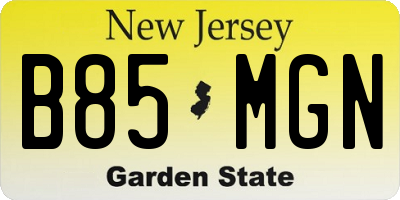 NJ license plate B85MGN