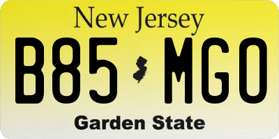 NJ license plate B85MGO