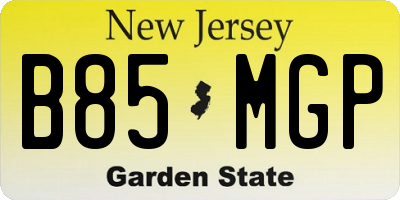 NJ license plate B85MGP