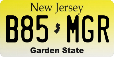 NJ license plate B85MGR