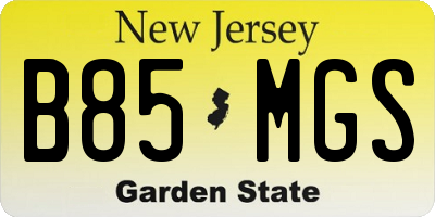 NJ license plate B85MGS