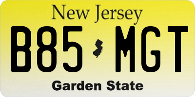 NJ license plate B85MGT