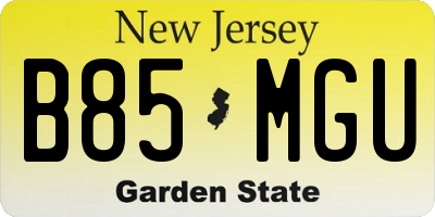 NJ license plate B85MGU