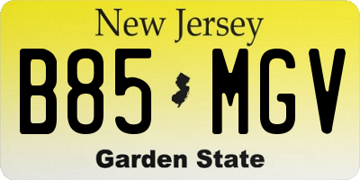 NJ license plate B85MGV