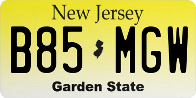 NJ license plate B85MGW